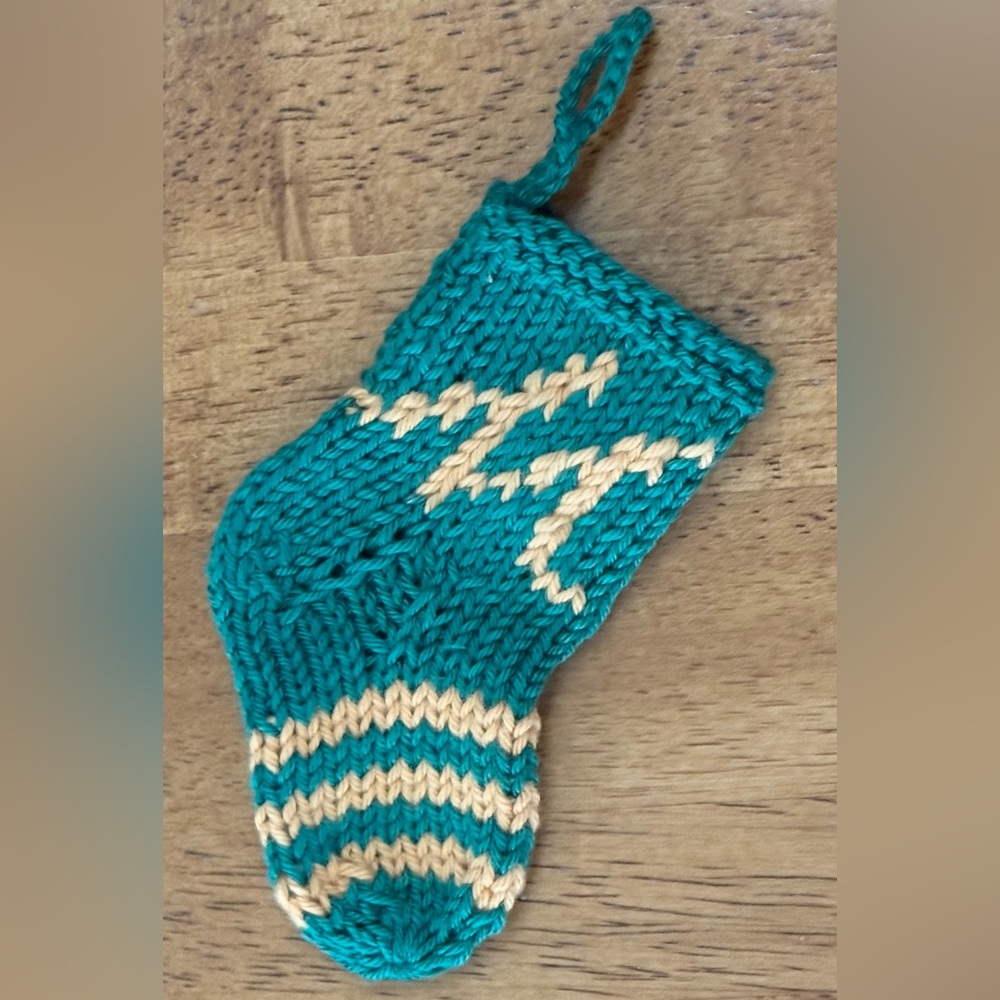 Miniature Knitted Christmas Stocking 
Monogrammed Letter "M"